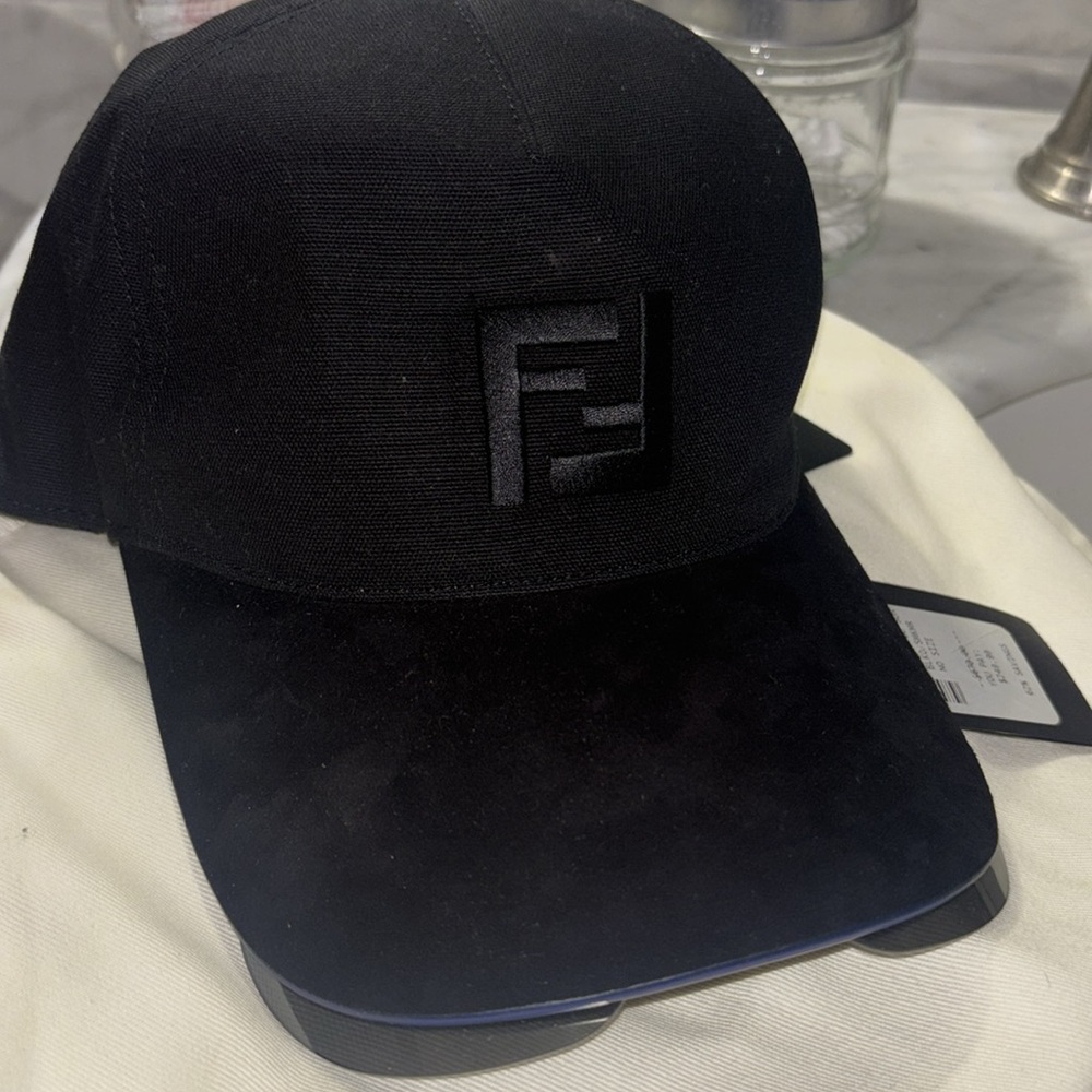 Fashion Show Fendi Eyecap Baseball Cap with Shield Sunglasses.